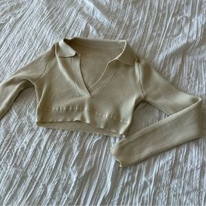 cream ribbed long sleeve